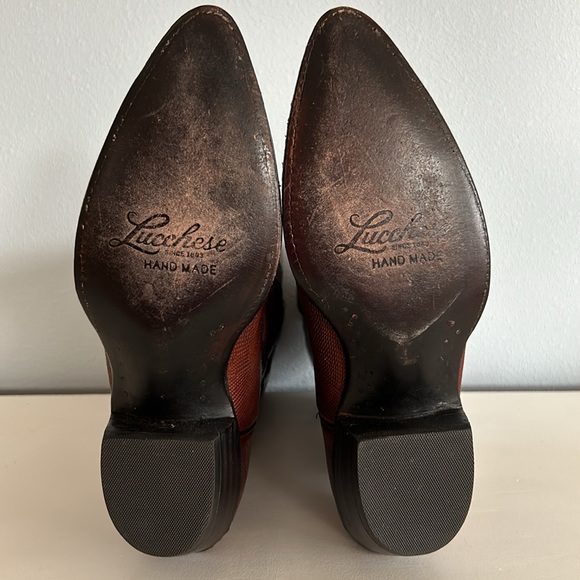 Lucchese • Vintage Women’s Classic Lizard Skin Leather Cowboy Boots Cognac Sz 7 - Picture 9 of 16